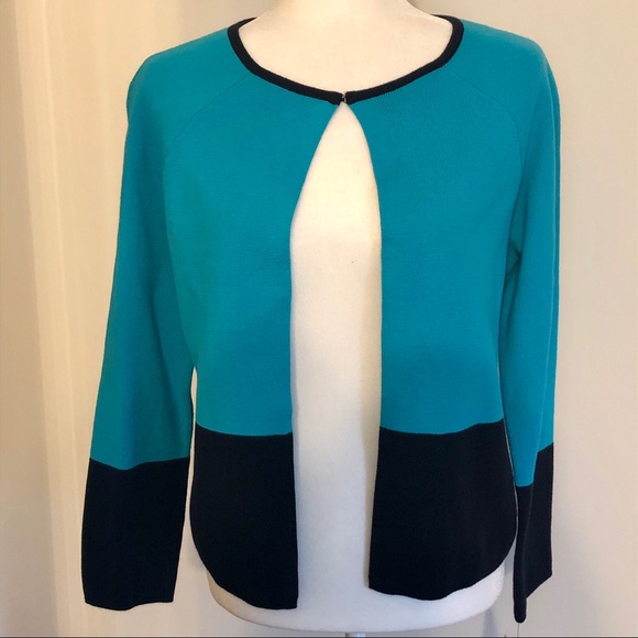 Liz Claiborne Teal and Black Open Cardigan - Picture 6 of 6
